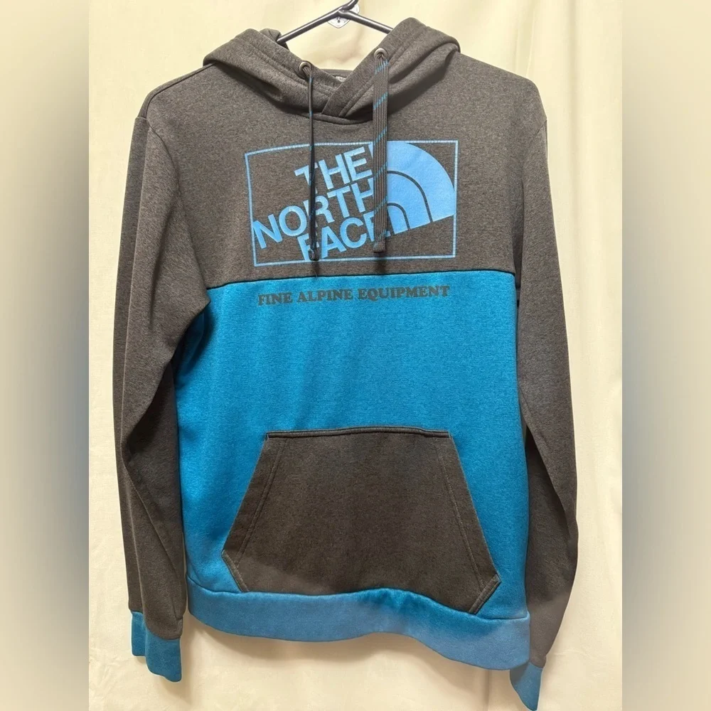 The North Face Men's Charcoal and Teal Hoodie Small Sweatshirt 0103